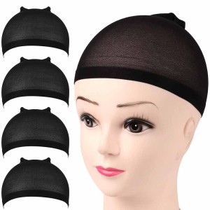 2 Pieces Black Stretchy Nylon Stocking Wig Caps for Women 2 Pieces Black Stretchy Nylon Stocking Wig Caps for Women