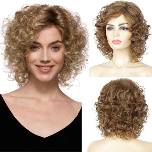 Fluffy Curly Short Human Hair Wig Fluffy Curly Short Human Hair Wig