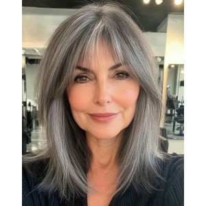 Salt And Pepper Real Hair Wigs For Older Ladies Salt And Pepper Real Hair Wigs For Older Ladies