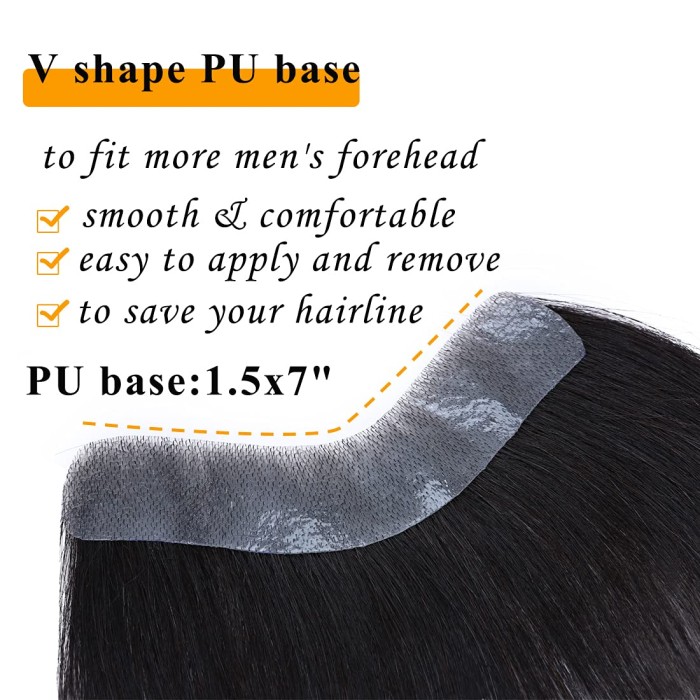 V Shape Topper Hairpiece Pu Thin Skin System For Men V Shape Topper Hairpiece Pu Thin Skin System For Men